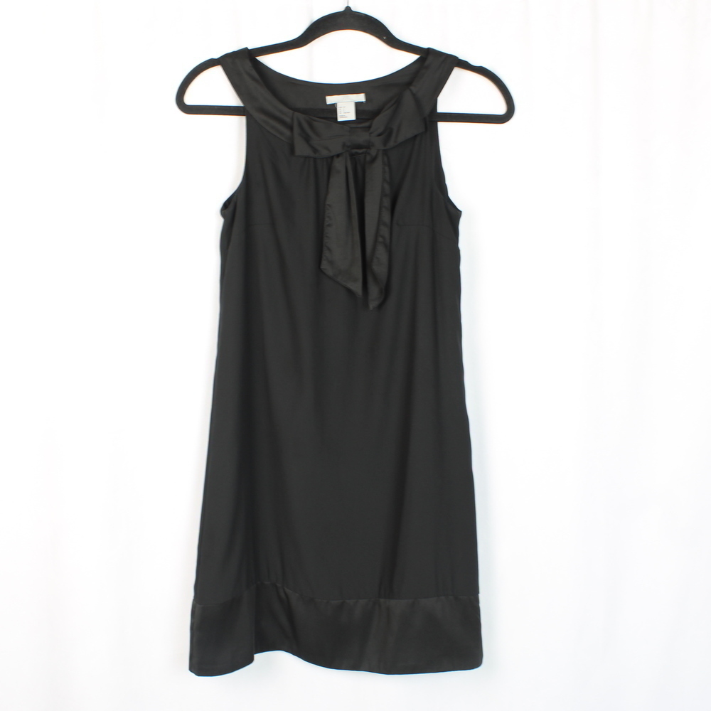 H&M Black Sleeveless Bow Collar Mini Lined Dress
